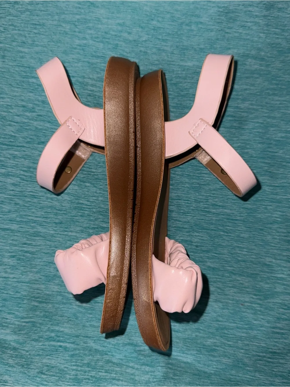 Lucky Brand Pink Ruched Strap Sandals